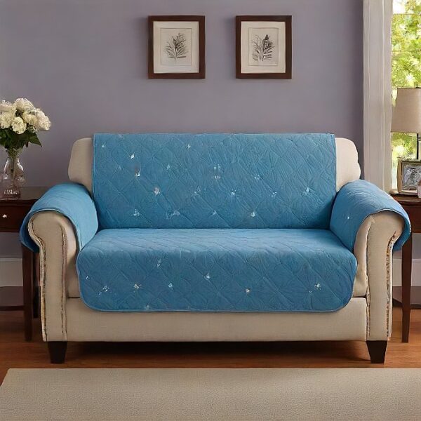 Blue Quilted Sofa Covers